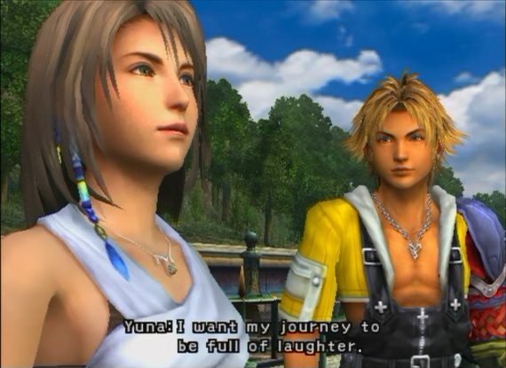 Cảnh cười nổi tiếng: Tidus và Yuna — 'Yuna! I want my journey to be full of laughter.' (bản PS2 gốc)