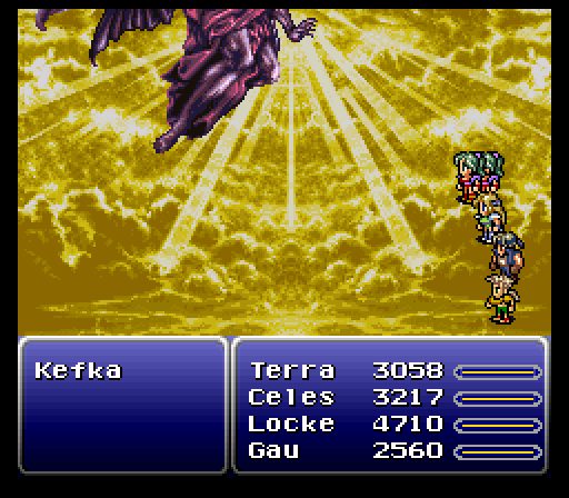 Kefka trong hình dạng thần thánh, trận chiến cuối cùng, Final Fantasy VI