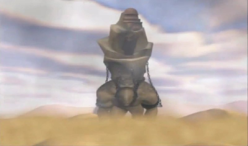 Ngôi đền Pandora trên lưng Cronos giữa sa mạc trong God of War 2005