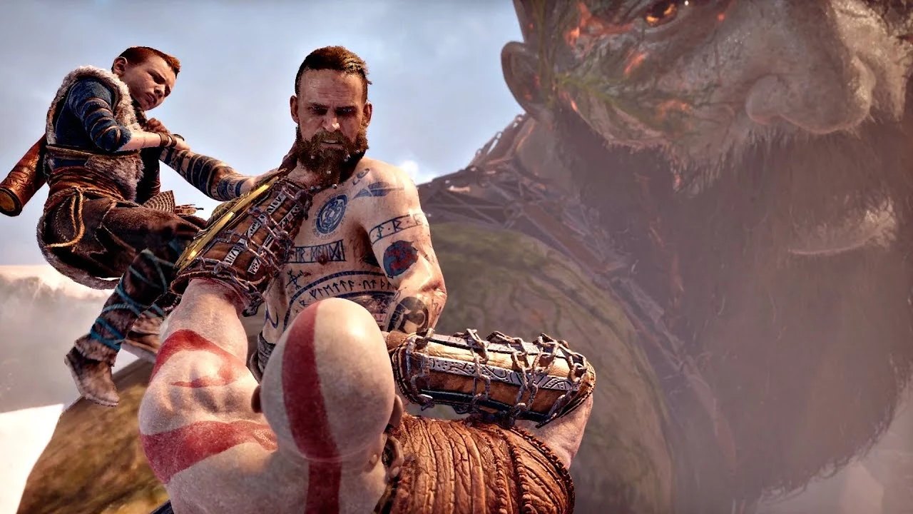 Trận chiến cuối cùng giữa Kratos, Atreus và Baldur trên bàn tay xác khổng lồ Thamur