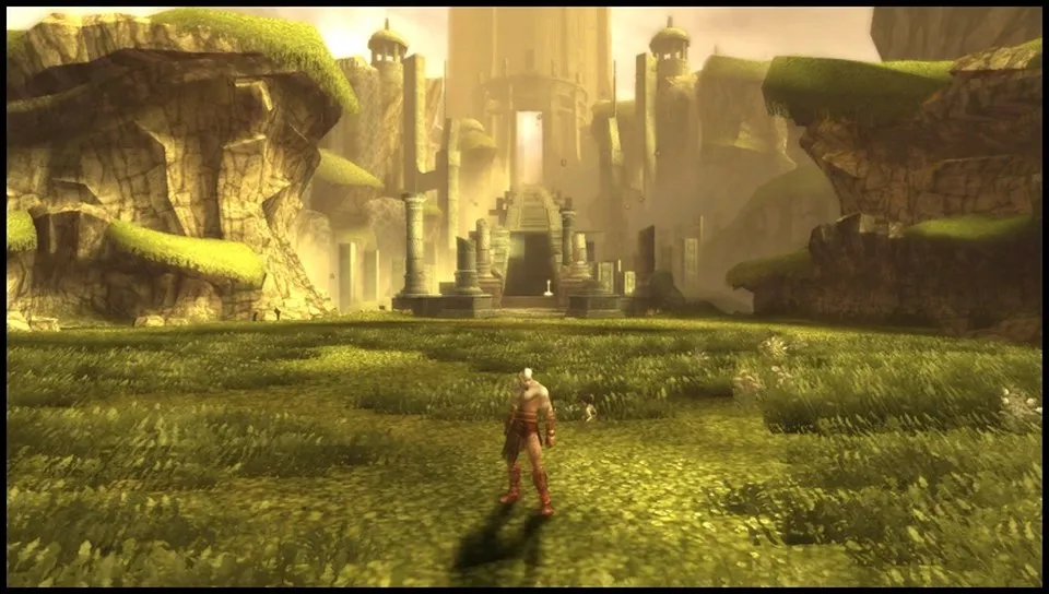 The peaceful Fields of Elysium that Kratos was forced to leave behind