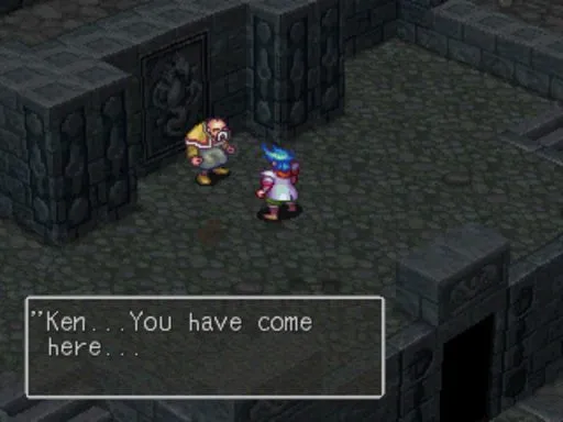 The Elder of Dragnier welcomes Ryu at the ancient stone village — the last refuge of the Brood