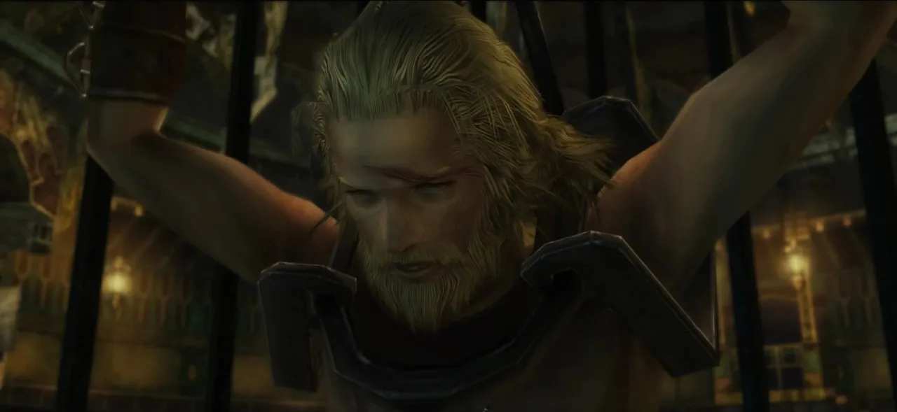 Basch hanging in chains in the Nalbina dungeons