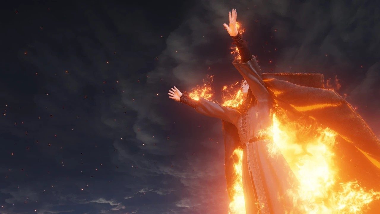 Melina burning in the flames at the Forge of the Giants