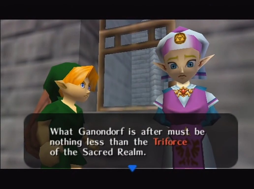 Link meeting Princess Zelda in the Hyrule Castle garden