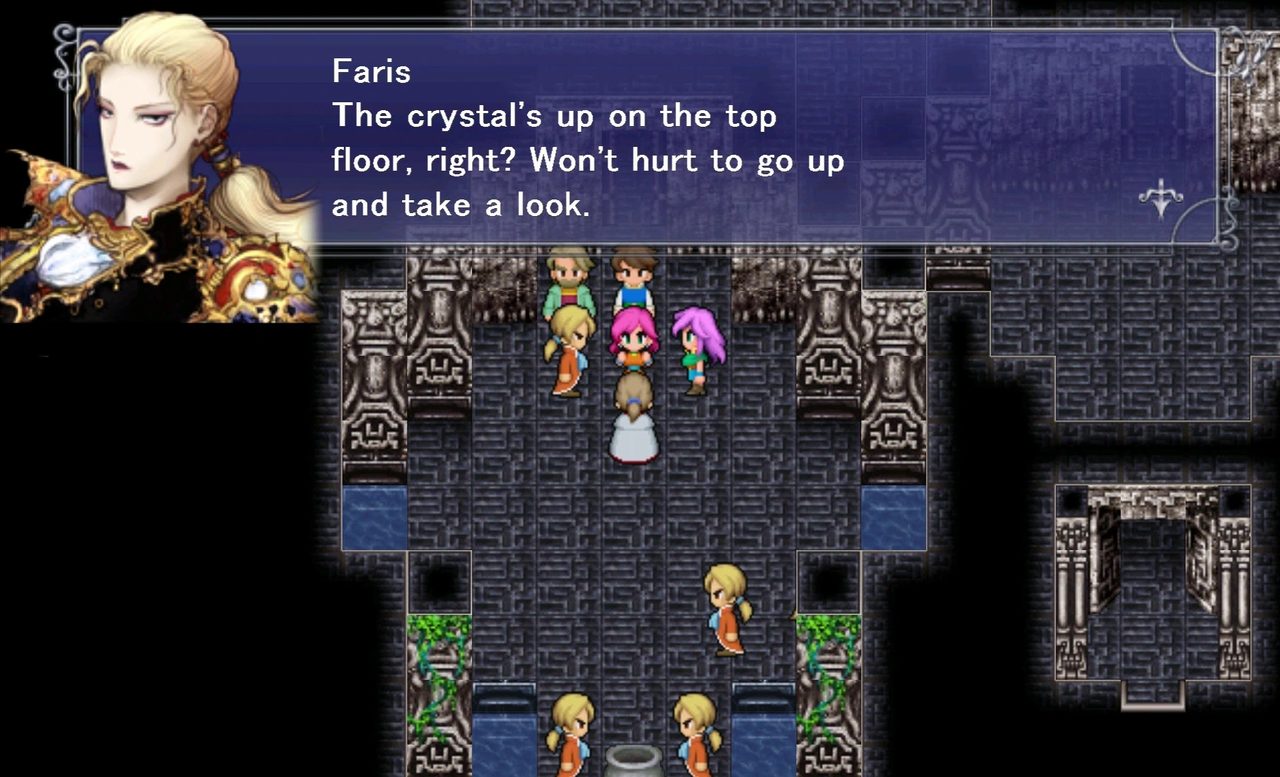 Nhóm của Bartz tiến vào Đền Gió trong Final Fantasy V