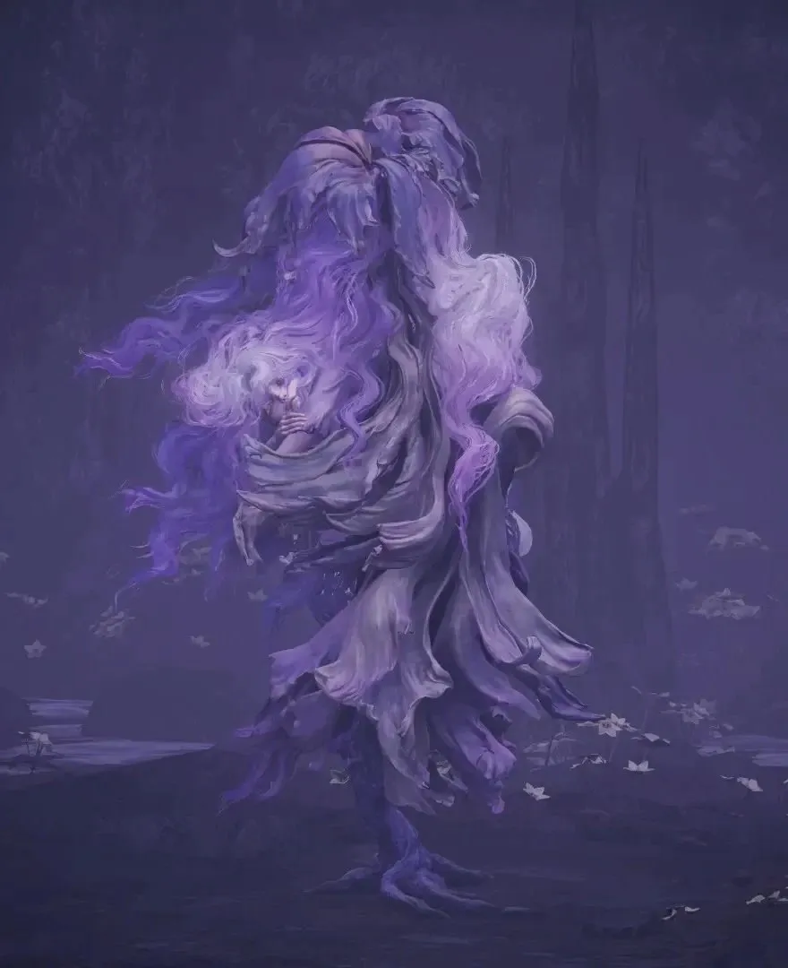 St. Trina appearing in the purple mist of the Land of Shadow