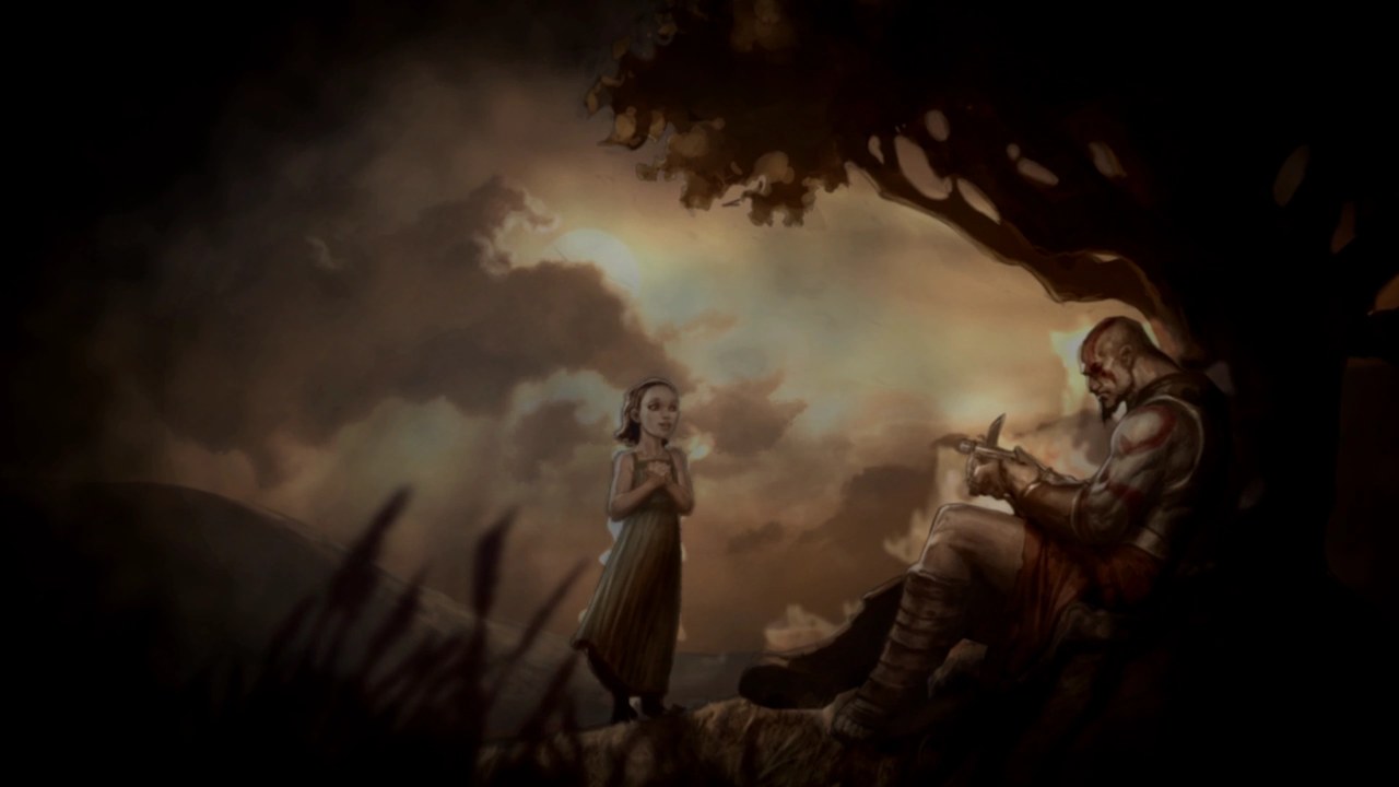 Kratos gặp lại con gái Calliope tại Cánh đồng Elysium