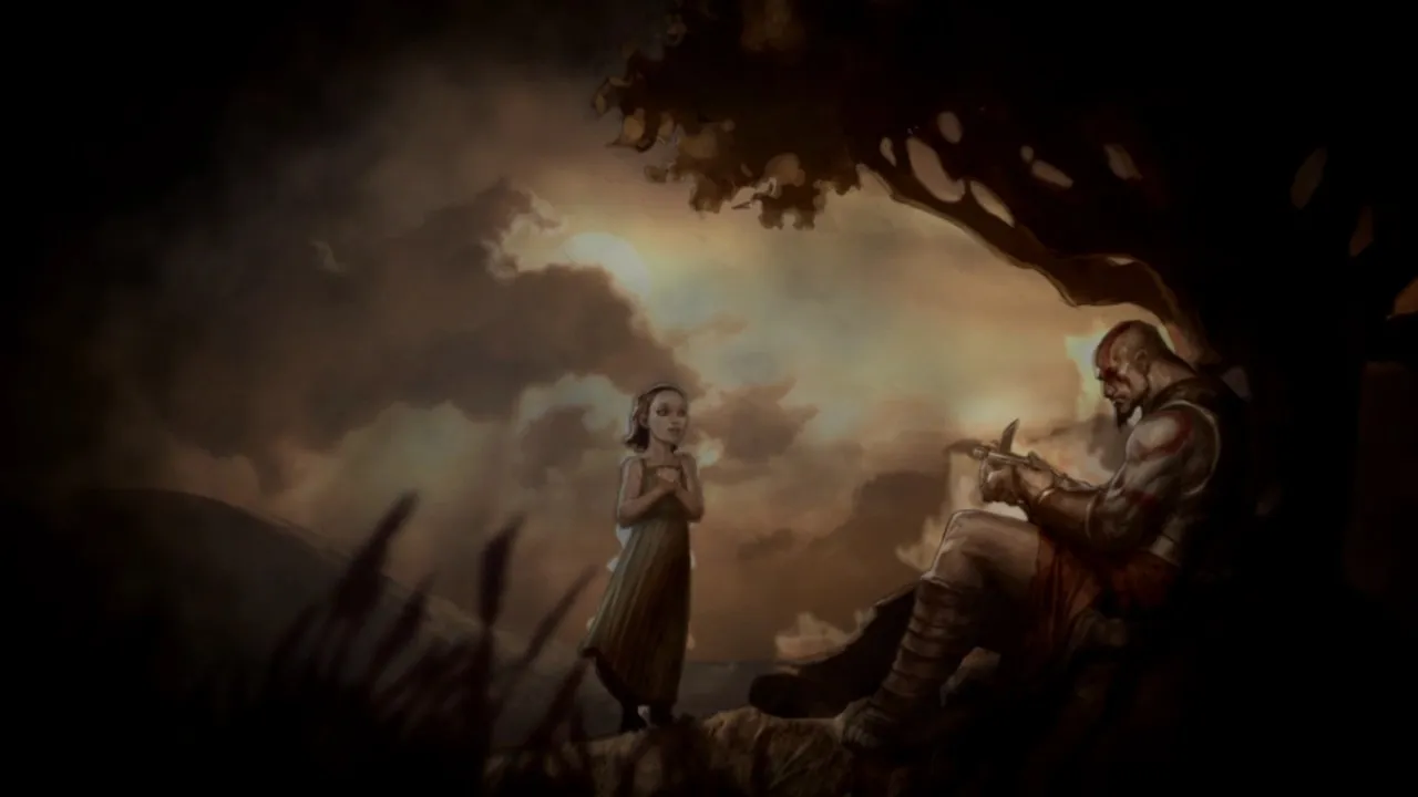 Kratos reunited with his daughter Calliope in the Fields of Elysium