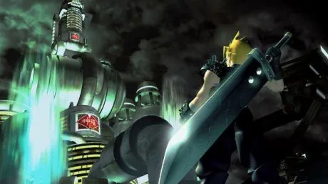 Opening scene — Cloud gazes down at Mako Reactor No. 1, where AVALANCHE is about to set off the bomb (original PS1 version)