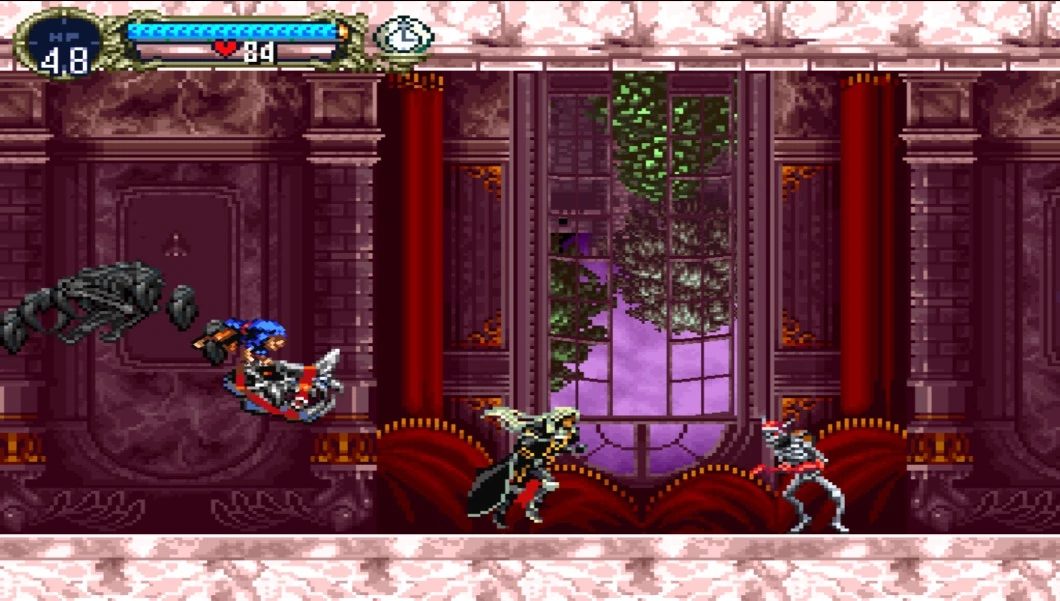 An upside-down hallway in the Reverse Castle, Castlevania: Symphony of the Night
