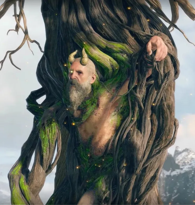Mimir, the man imprisoned by Odin in the World Tree atop the mountain in Midgard