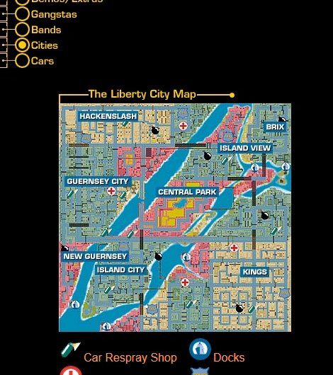 Bản đồ Liberty City trên trang web chính thức của GTA năm 1997