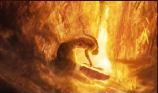 The game's opening image: the god before the Elden Ring, holding the hammer