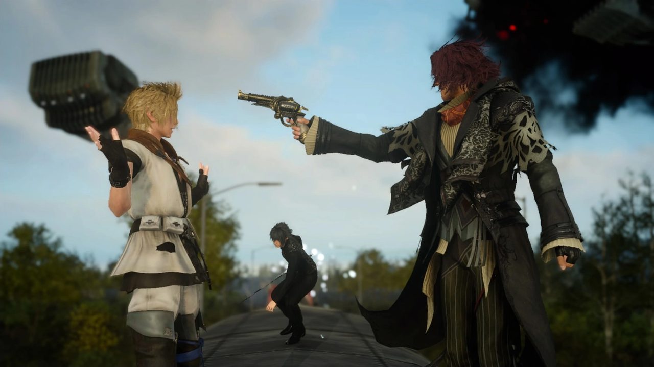Ardyn dí súng vào Prompto trên chuyến tàu đến Gralea