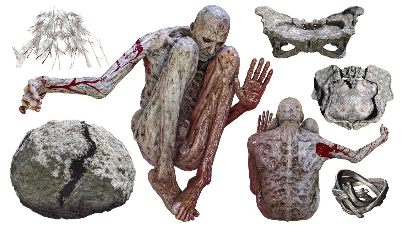 Model of Miquella's withered body inside the cocoon