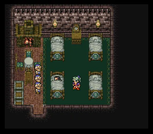 The bedroom of Doma Castle where Cyan sinks into his dream, Final Fantasy VI